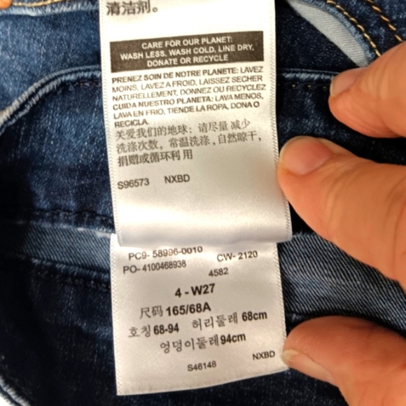 Levi Signature Jean Boyfriend Low Rise Straight Western W4 27x24 Dark Wash Blue - Picture 5 of 11